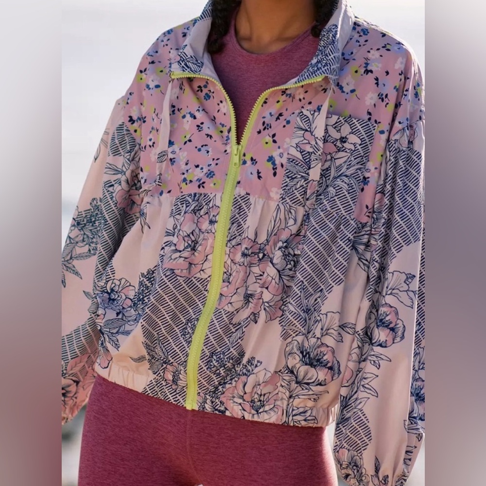 Daily Practice by Anthropologie Floral Windbreaker Jacket Zip Up M